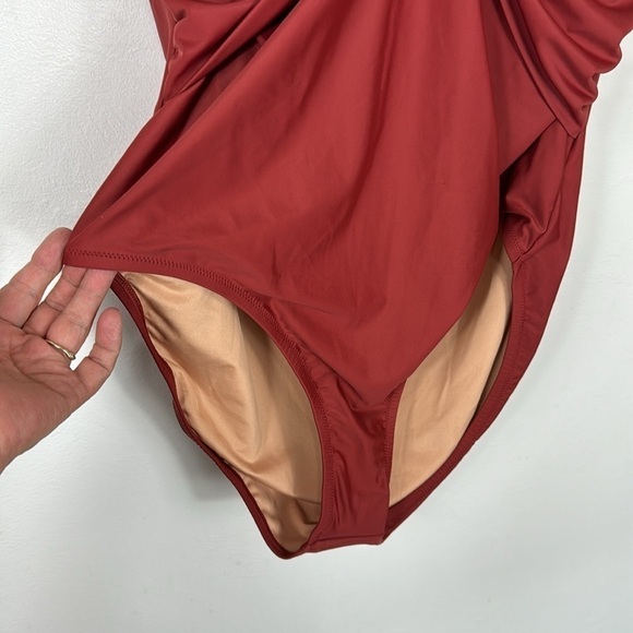 J. Crew Twist Front Bandeau One Piece Swimsuit Women's Plus 20 Warm Chimney NWT - Picture 5 of 13